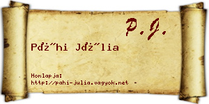 Páhi Júlia névjegykártya